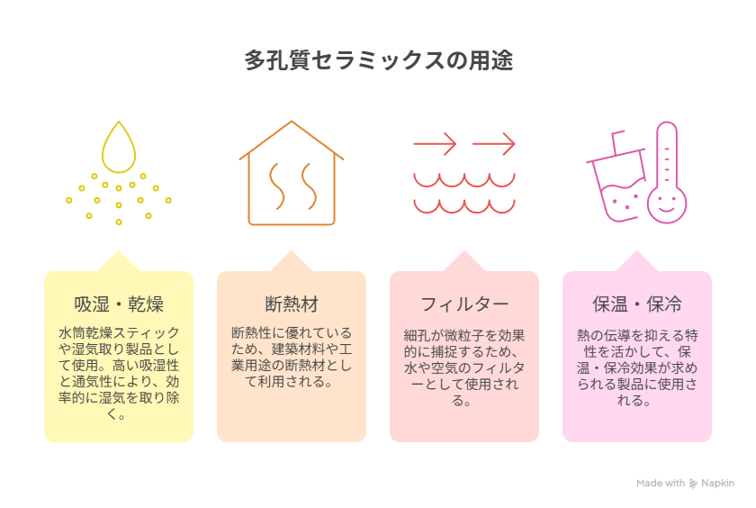 多孔質セラミックスの用途