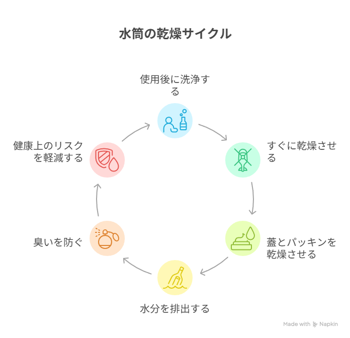 水筒の乾燥サイクル