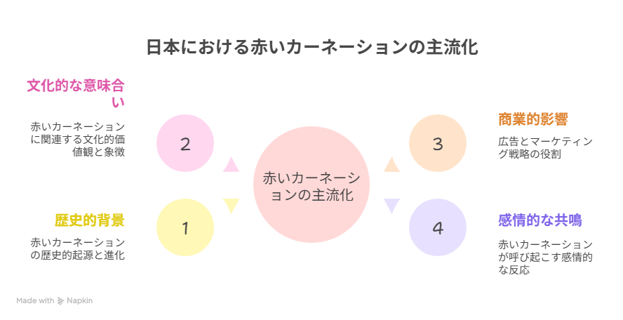 日本における赤いカーネーションの主流化
