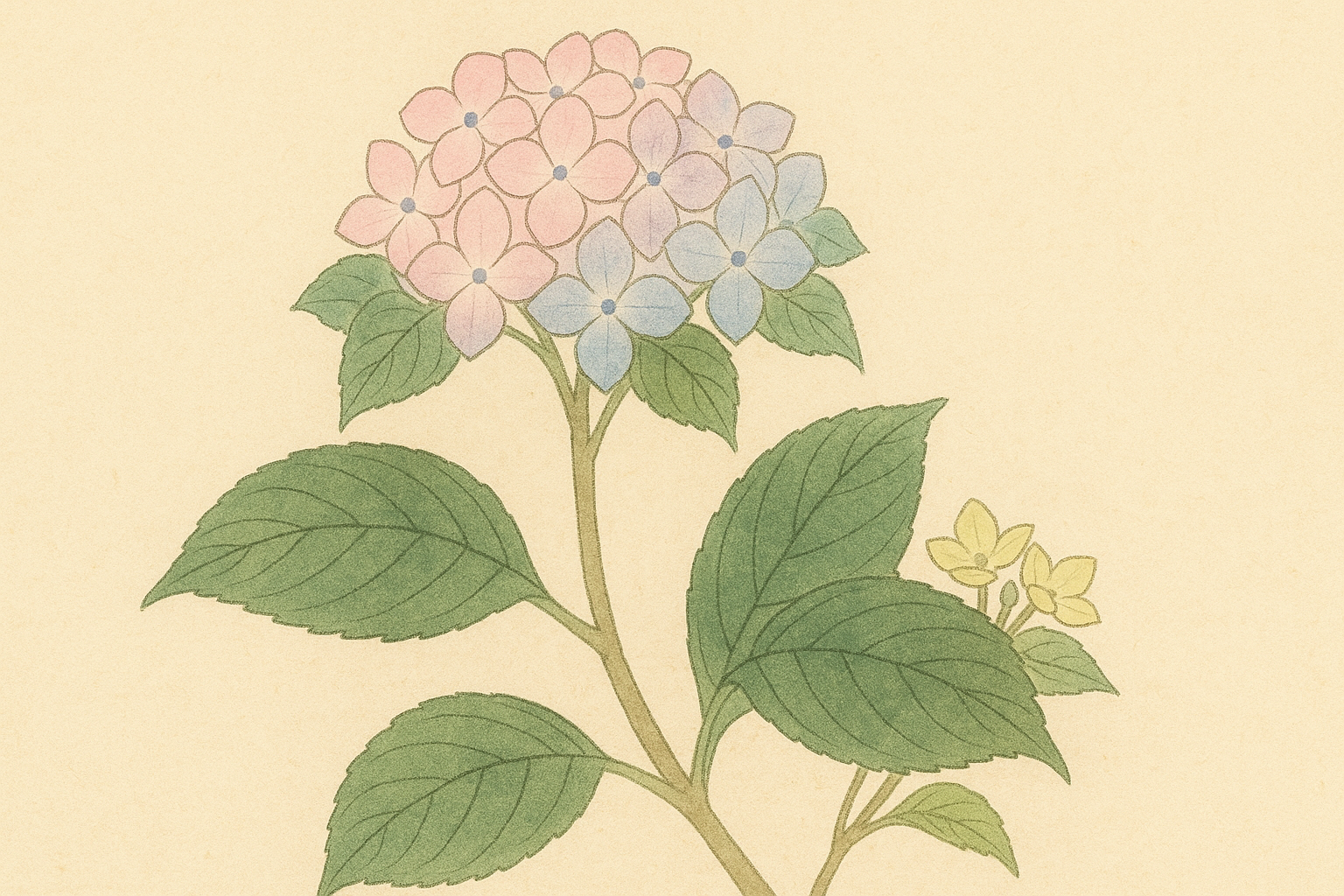 紫陽花の色の対比が生み出す詩情