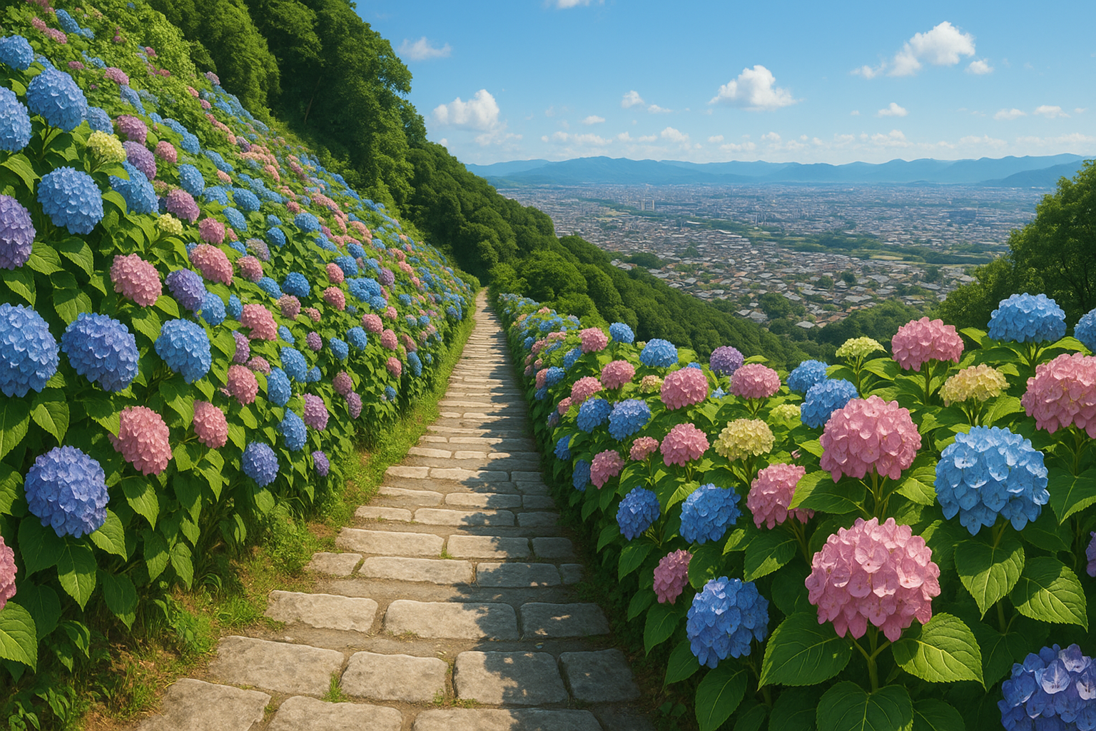 「善峯寺」西山に咲く、天空のあじさい回廊