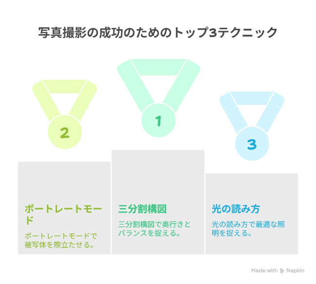 写真撮影の成功のためのトップ3テクニック